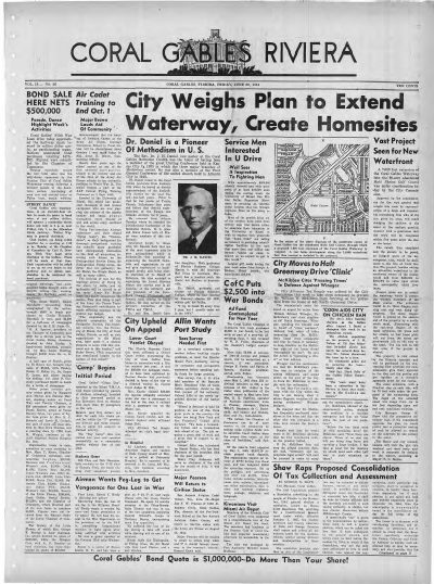 Coral Gables Riviera, 30 June 1944, front page